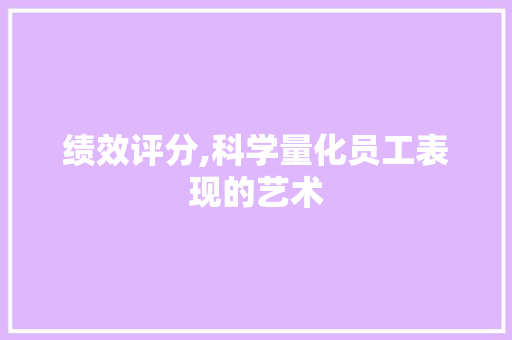 绩效评分,科学量化员工表现的艺术