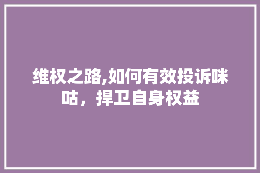维权之路,如何有效投诉咪咕，捍卫自身权益 电脑基础