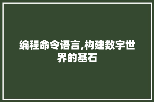 编程命令语言,构建数字世界的基石 编程命令语言,构建数字世界的基石