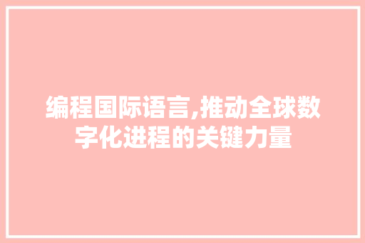 编程国际语言,推动全球数字化进程的关键力量 编程国际语言,推动全球数字化进程的关键力量