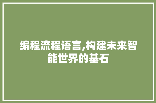 编程流程语言,构建未来智能世界的基石