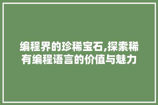 编程界的珍稀宝石,探索稀有编程语言的价值与魅力