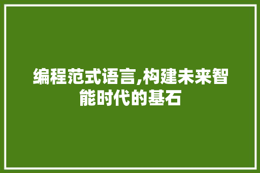 编程范式语言,构建未来智能时代的基石