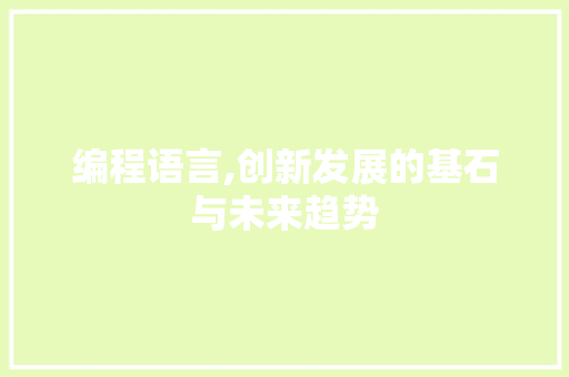编程语言,创新发展的基石与未来趋势