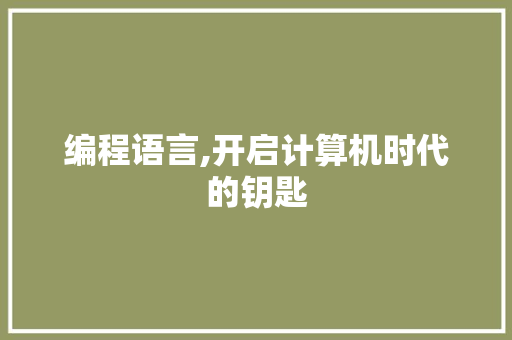 编程语言,开启计算机时代的钥匙