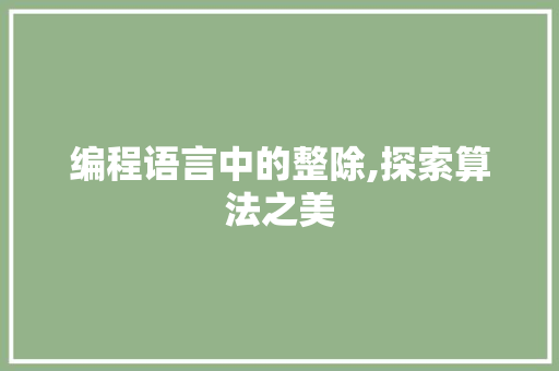 编程语言中的整除,探索算法之美