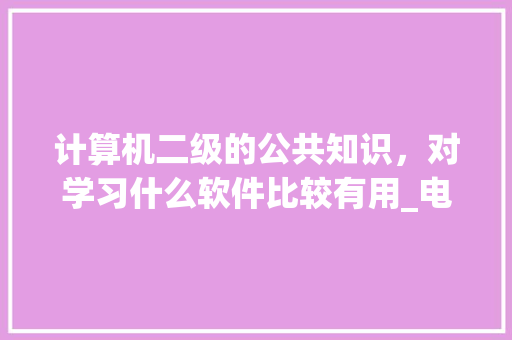 计算机二级的公共知识，对学习什么软件比较有用_电脑基础知识软件下载 网络技术