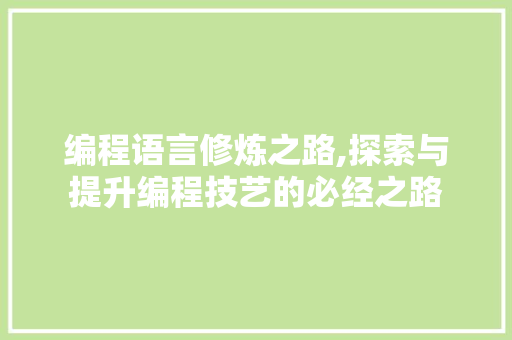 编程语言修炼之路,探索与提升编程技艺的必经之路
