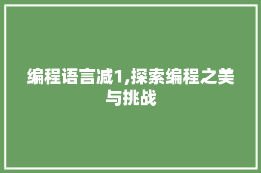 编程语言减1,探索编程之美与挑战