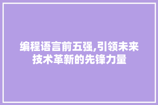 编程语言前五强,引领未来技术革新的先锋力量
