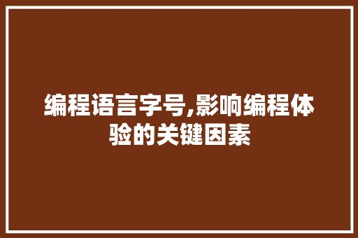 编程语言字号,影响编程体验的关键因素 电脑配置