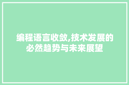 编程语言收敛,技术发展的必然趋势与未来展望