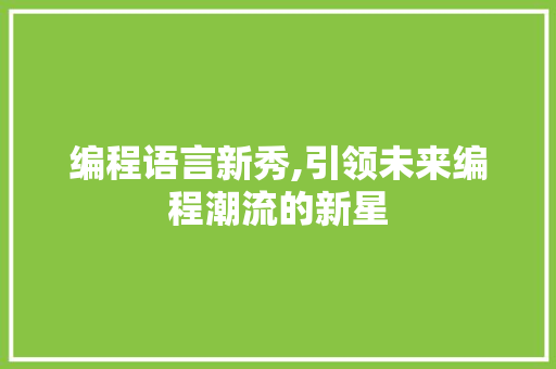 编程语言新秀,引领未来编程潮流的新星 编程语言新秀,引领未来编程潮流的新星