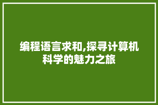 编程语言求和,探寻计算机科学的魅力之旅