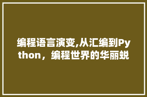 编程语言演变,从汇编到Python，编程世界的华丽蜕变