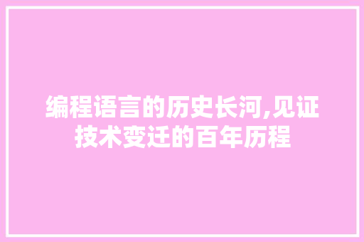 编程语言的历史长河,见证技术变迁的百年历程