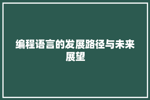 编程语言的发展路径与未来展望