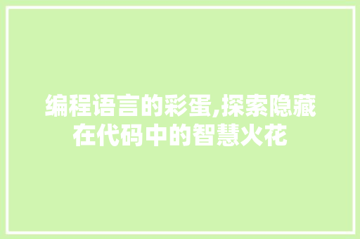 编程语言的彩蛋,探索隐藏在代码中的智慧火花