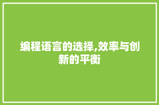 编程语言的选择,效率与创新的平衡