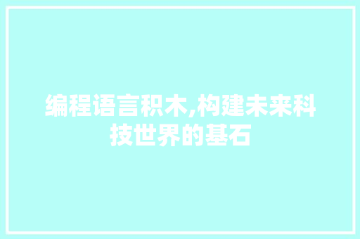 编程语言积木,构建未来科技世界的基石 电脑故障维修