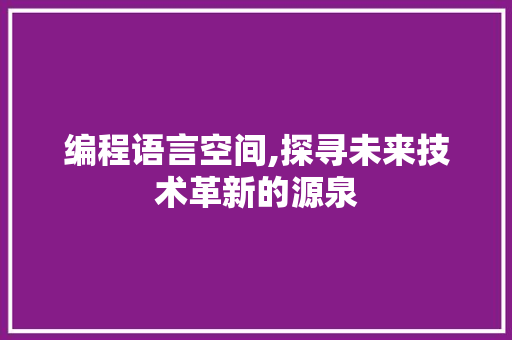 编程语言空间,探寻未来技术革新的源泉