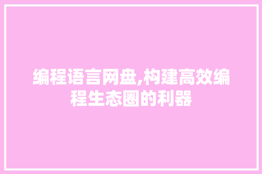 编程语言网盘,构建高效编程生态圈的利器