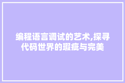 编程语言调试的艺术,探寻代码世界的瑕疵与完美