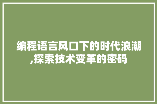 编程语言风口下的时代浪潮,探索技术变革的密码