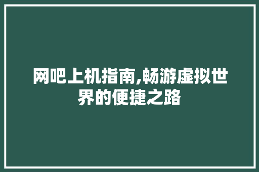 网吧上机指南,畅游虚拟世界的便捷之路 电脑配置