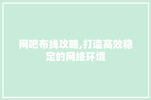 网吧布线攻略,打造高效稳定的网络环境 操作系统