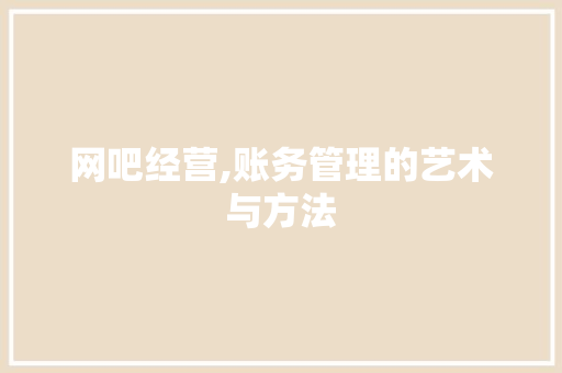 网吧经营,账务管理的艺术与方法 编程语言