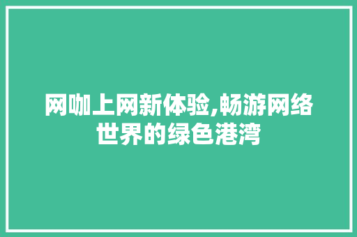 网咖上网新体验,畅游网络世界的绿色港湾