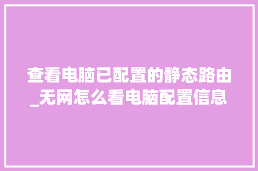 查看电脑已配置的静态路由_无网怎么看电脑配置信息