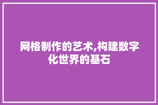 网格制作的艺术,构建数字化世界的基石
