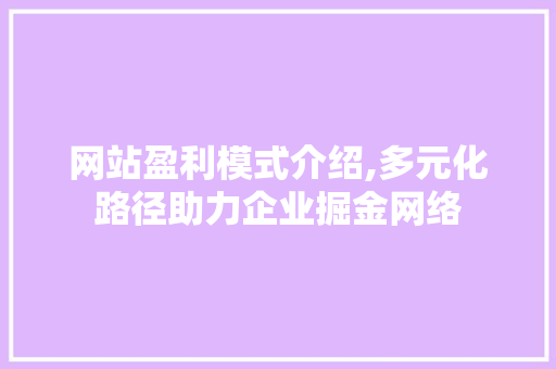 网站盈利模式介绍,多元化路径助力企业掘金网络