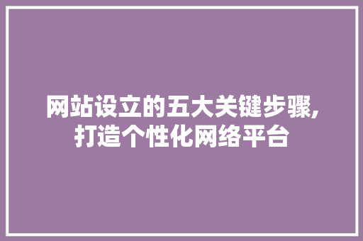 网站设立的五大关键步骤,打造个性化网络平台