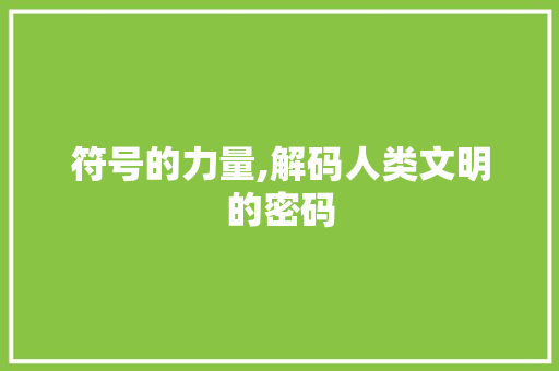符号的力量,解码人类文明的密码