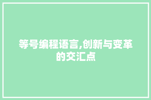 等号编程语言,创新与变革的交汇点
