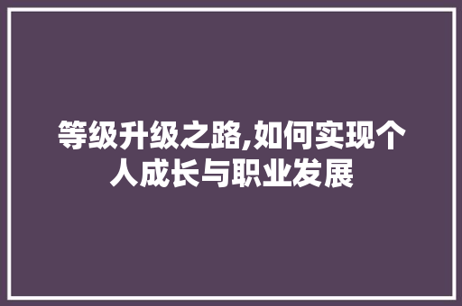 等级升级之路,如何实现个人成长与职业发展 电脑配置 等级升级之路,如何实现个人成长与职业发展 电脑配置