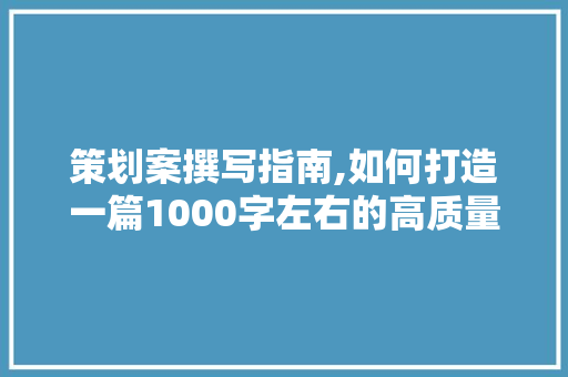 策划案撰写指南,如何打造一篇1000字左右的高质量文章