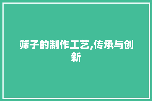 筛子的制作工艺,传承与创新 电脑基础 筛子的制作工艺,传承与创新 电脑基础