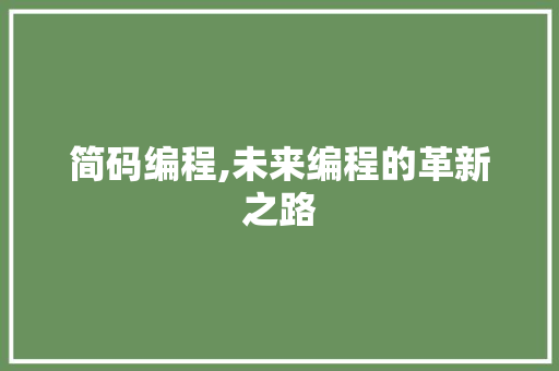 简码编程,未来编程的革新之路