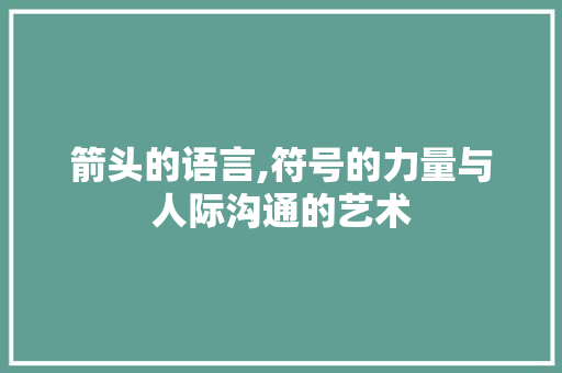 箭头的语言,符号的力量与人际沟通的艺术