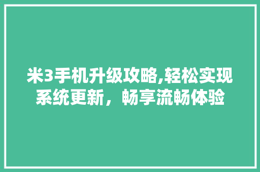 米3手机升级攻略,轻松实现系统更新，畅享流畅体验