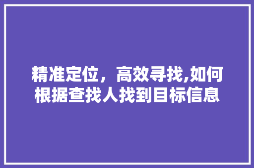 精准定位，高效寻找,如何根据查找人找到目标信息