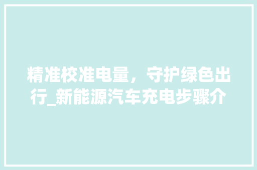 精准校准电量，守护绿色出行_新能源汽车充电步骤介绍