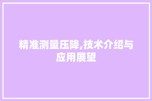精准测量压降,技术介绍与应用展望 精准测量压降,技术介绍与应用展望