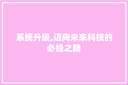 系统升级,迈向未来科技的必经之路