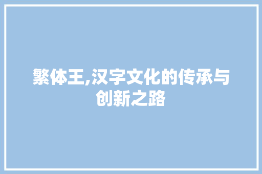 繁体王,汉字文化的传承与创新之路