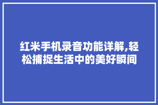 红米手机录音功能详解,轻松捕捉生活中的美好瞬间